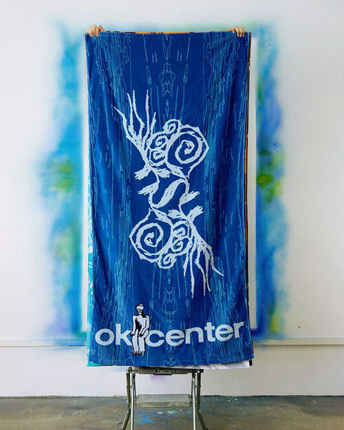 OKCENTER Print bath towel blanket (블루)